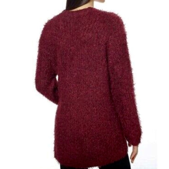 KENSIE Open Front Eyelash Style Cardigan Sweater - Picture 3 of 4